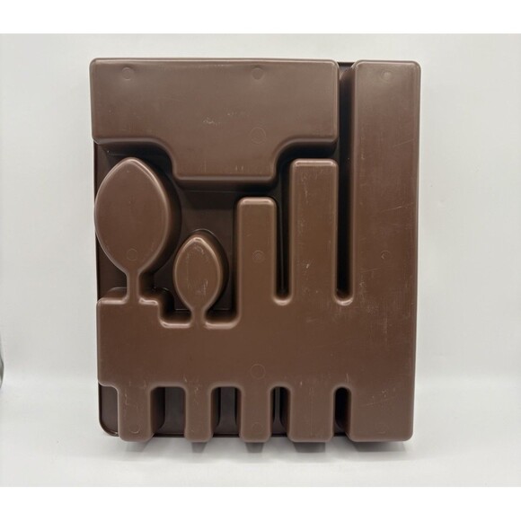 Vintage Rubbermaid Silverware Flatware Utensil Holder Tray Chocolate Brown - Picture 2 of 4